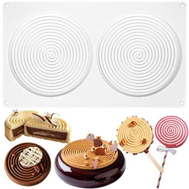 Imagem de Forma redonda de silicone circular turbilhão com diâmetro de disco de 2 cavidades 14 cm