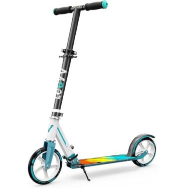 Imagem de Scooter para crianças de 6 a 12 anos e adultos, carga máxima de 109 kg, altura ajustável, leve, 2 rodas, scooter infantil dobrável com rodas grandes
