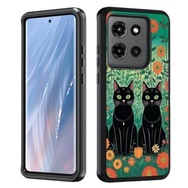 Imagem de BWOOLL Projetada para Moto Edge 5G 2025, capa resistente 3 em 1 híbrida de policarbonato rígido e silicone macio à prova de choque capa de proteção contra quedas para Motorola Moto Edge 5G 2025, gato