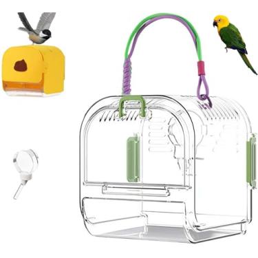 Imagem de Gaiolas de plástico portáteis para pássaros, leves, à prova d'água, ventiladas, com tampa de gaiola de pássaros e garrafa de água pequena para pássaros pequenos e periquitos ao ar livre, fácil de