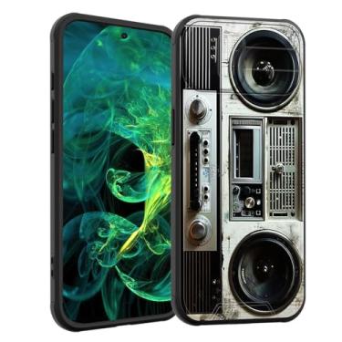 Imagem de smauncucn Capa para iPhone 16e com capa de câmera deslizante, capa protetora resistente à prova de choque de camada dupla híbrida resistente para iPhone 16e 6,1 polegadas 2025, retrô Boombox