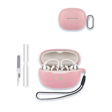 Imagem de Capa para fone de ouvido SHOKZ OpenDots ONE E310 com clipe de orelha, protetor de silicone macio, portátil, resistente a arranhões, com kit de limpeza, mosquetão e cordão, rosa