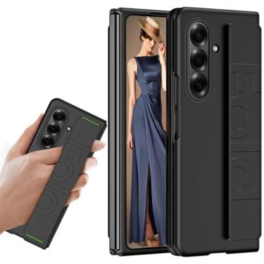 Imagem de CCSmall Capa para Samsung Galaxy Z Fold 7 com alça de pulso, capa protetora fina à prova de choque com faixa elástica leve para celular para Samsung Z Fold7 2025 TLW preta