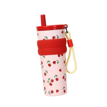 Imagem de KiBcsLic Garrafa térmica infantil 680ml copo de água a vácuo garrafa para beber para playground ao ar livre e viagem, Vermelho