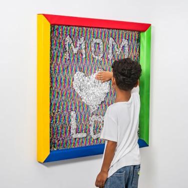 Imagem de Painel sensorial de lantejoulas arco-íris Midnight – 83,8 cm x 83,8 cm Placa de tecido de lantejoulas reversíveis com moldura macia acolchoada – estimulante brincadeiras sensoriais para crianças