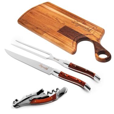 Imagem de Kit Laguiole Churrasco Premium 3 Peças E Saca-rolhas Elegante