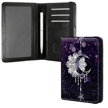 Imagem de DIGTIALL Porta-cartão de passaporte e vacina para família organizador de couro PU com vários bolsos (10 x 14 cm) - bloqueio RFID e faixa elástica para armazenamento seguro em viagens, Moonflower