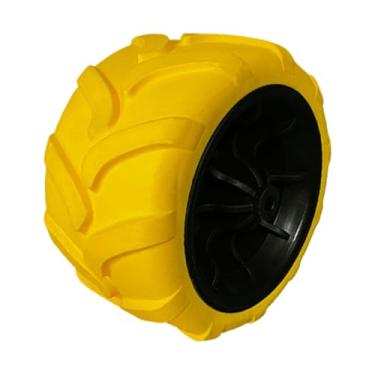 Imagem de Fenteer Roda de rodízio de PU sólida Roda sólida para carrinho de praia Substituição direta Fácil de instalar Substituição Carrinho dobrável para acampamento, Amarelo Preto