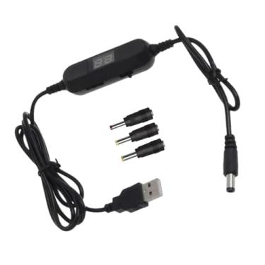 Imagem de Milageto Cabo conversor de voltagem USB 5V para 1,2V-12V, cabo de alimentação, display LED, adaptador de 130 cm para luzes de carro, ventiladores, relógios, com 3 Conectores