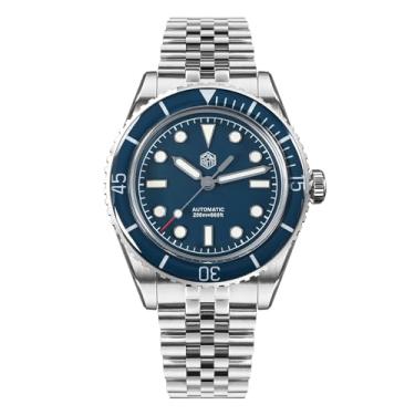 Imagem de Relógio de pulso masculino San Martin SN0133G, 40 mm, 20 bar, mergulho, mecânico, automático, luxuoso, à prova d'água, cristal de safira, luminoso, Azul/Lápis