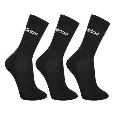 Imagem de Kit Meia Adidas Cano Alto Com 3 Pares, Preto, Branco, 41/43