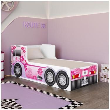 Imagem de Cama Infantil Caminhão Scania Madeira Desenho Azul Vermelha Juvenil - 