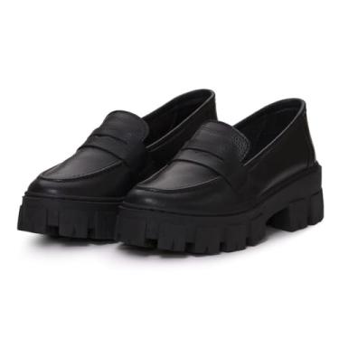 Imagem de Mocassim Tratorado Couro Feminino Tendencia Blogueira Solado Borracha Confortavel Tamanho:37;Cor:Preto;Gênero:Feminino;Departamento BS:Esporte