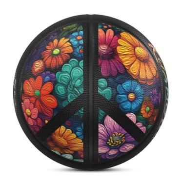 Imagem de Kuangmi Bola de basquete com flores coloridas, tamanho oficial 7 (75 cm), edição limitada de colecionador