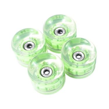 Imagem de menolana 4 peças rodas de skate iluminam lisas com rolamentos peças de reparo de altura elástica PU 65mm 78A Rodas de cruzeiro de led de reposição de, Verde