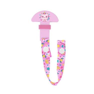 Imagem de Prendedor de Chupeta para Bebê Rosa Menina C/ Fita Decorada Tamanho PP