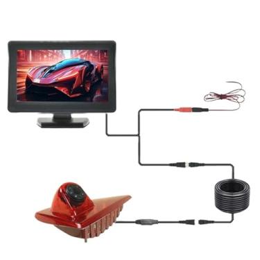Imagem de Câmera de ré com luz de freio para carro com monitor de 4,3 polegadas compatível com Renault Master, compatível com Nissan NV400, compatível com Opel Movano, compatível com vans 2010-2016(A pair)