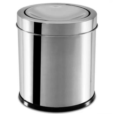 Imagem de Lixeira Inox Com Tampa 3,2L Basculante 17Cm Brinox Decorline 3032 201 Cr