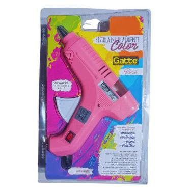 Imagem de Pistola para Cola Quente Color Rosa Grande 11mm Gatte 40w Bivolt Botão