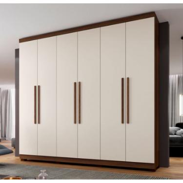 Imagem de Guarda Roupa New Master 6 Portas Benetil Móveis - Imbuia/Off White