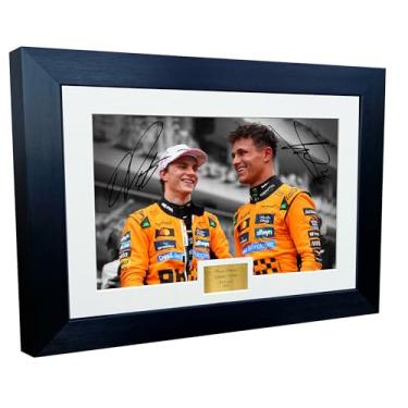 Imagem de Kitbags & Lockers 12x8 A4 Oscar Piastri Lando Norris Grand Prix 2025 McLaren MCL39 Carro Autografado Assinatura Assinatura Foto Foto Moldura Racing Formula 1 Pôster Presente F1