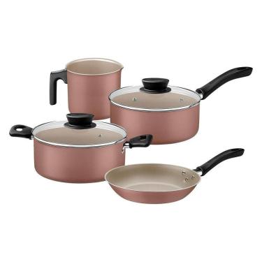 Imagem de Jogo De Panelas Tramontina Linz Em Alumínio Antiaderente Starflon Max Mocaccino 4 Peças Tramontina