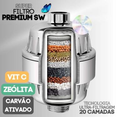 Imagem de Filtro Água Chuveiro Anticloro Zeólita Vit C Carvão Ativado