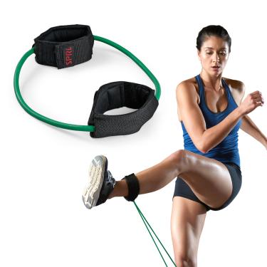 Imagem de SPRI Xercuff faixa de resistência à perna para exercício com punhos acolchoados antiderrapantes no tornozelo, verde, leve