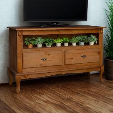 Imagem de Rack Para Tv 45 Polegadas 2 Gavetas Nicho E Pés Luiz Xv - Imbuia Glazer