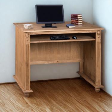 Imagem de Escrivaninha De Madeira Com Porta Teclado E Pés Torneados - Cera (madeira Bruta)