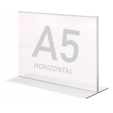 Imagem de Display Expositor T A5 15x21cm Horizontal Acrílico Ps Balcão