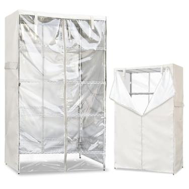 Imagem de Dalema Capa de prateleira à prova d'água, 600D para uso externo, resistente à prova de poeira, 91 x 48 cm, capas de prateleira para prateleiras de arame com zíperes, capas de rack de armazenamento com