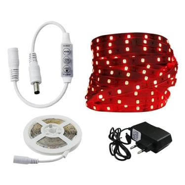 Imagem de Fita Led Vermelho 3528 5m Botão Interruptor Dimmer Efeitos