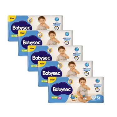 Imagem de Kit 5 Fraldas Babysec Ultrasec Hiper Galinha Pintadinha G com 60 unida