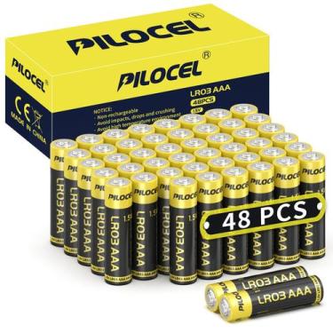 Imagem de Bateria PILOCEL AAA de 1,5 V alcalina LR03, pacote com 48 unidades, 10