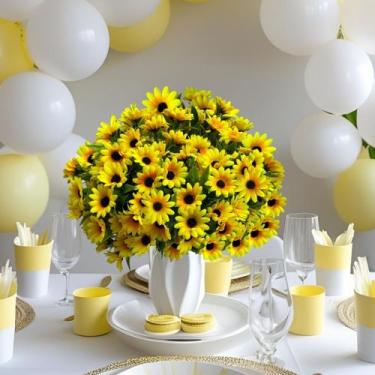 Imagem de 5 Girassol Artificial Decorativos Buquê de Mini Flor Permanente Para D