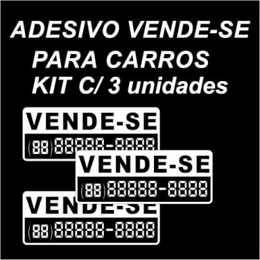 Imagem de 3 Un Adesivos Vende-se Vendo Carro Veículo Pronto - Faça seu numero, Peça - Placa