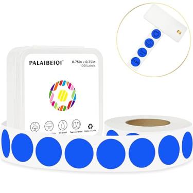 Imagem de PALAIBEIQI Rolo De Etiquetas Térmicas Redondas 3/4" Com Círculos Coloridos 0,75" Para Impressão, Codificação Cores Azul Autoadesiva Escritório, Sala Aula, 1000 Unidades