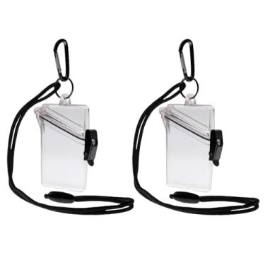 Imagem de 2 peças, capa transparente à prova d'água para crachá de identidade, estojo esportivo à prova d'água com cordão e chaveiro, etiquetas, crachás de identificação e suprimentos escolares de escritório