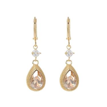 Imagem de Dreuyet Conjunto de brincos femininos de gota de água com diamantes, bijuteria de casamento, presente, Large, Plástico, Sem pedra preciosa