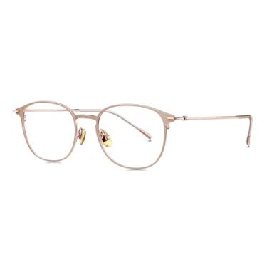 Imagem de BOLON Armação oval de titânio ultraleve BT1615, marca exclusiva de óculos da EssilorLuxottica, Lente de demonstração ouro rosa e latte/fosco, 50mm