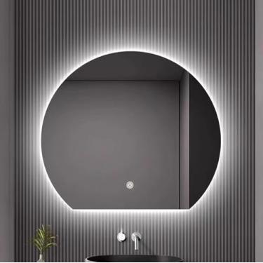 Imagem de Espelho De Quarto Led Semi-ular De 50 Cm, Espelho De Parede Iluminado, Espelho Inteligente De Banheiro Com Controle De Toque, Luz Regulável Tricolor 3000k-4000k-6000k, Brilho, Left, 60cm(23.6in)