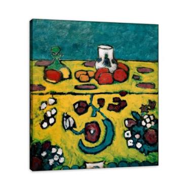 Imagem de NHLDZYH Pôster de arte expressionista. (Cobertor colorido) por Alexej von Jawlensky. Pinturas a óleo famosas. Decoração de parede de sala de estar ou escritório. Moldura interna 80 x 96 cm - 31,4 x