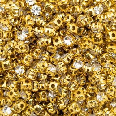 Imagem de Strass Cristal Ss24 para Costura Metal Dourado 5mm 100pçs 15g Artesana