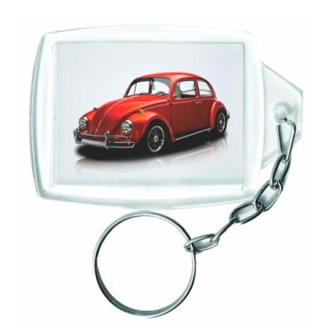 Imagem de Jogo De Chaveiros Acrílicas 3x4cm Fusca Vermelho Com Chaveiro - 12 Peç