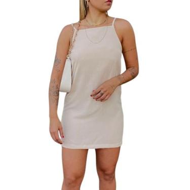 Imagem de Vestido Crepe Costa Aberta Alcinha Ajustável - Bliss, Nude, G