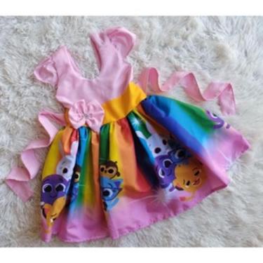 Imagem de Vestido Infantil Temático Simples Bolofofo Arco-íris - Edynhokids, 01 