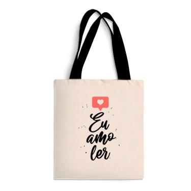 Imagem de Ecobag Média livro book algodão sustentável cru ou preta kindle capa presente natal dia dos professores