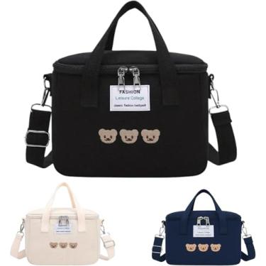 Imagem de Bolsa Térmica lancheira com Alça Ajustável, Design de 3 Ursinhos, Ideal para Marmitas e Bebidas (PRETO)