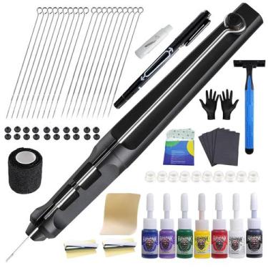 Imagem de Kit de tatuagem Poke Stick HAWINK Hand DIY com 7 tintas e 20 agulhas
